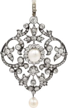 Diamond and Pearl Pendant in 14k white gold Diamond and Pearl Pendant in 14k white gold Necklace Collection