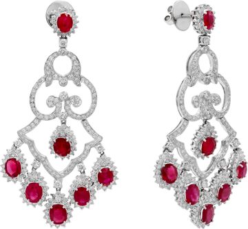 Diamond and Ruby Earrings in 18k White Gold Diamond and Ruby Earrings in 18k White Gold Earring Collection