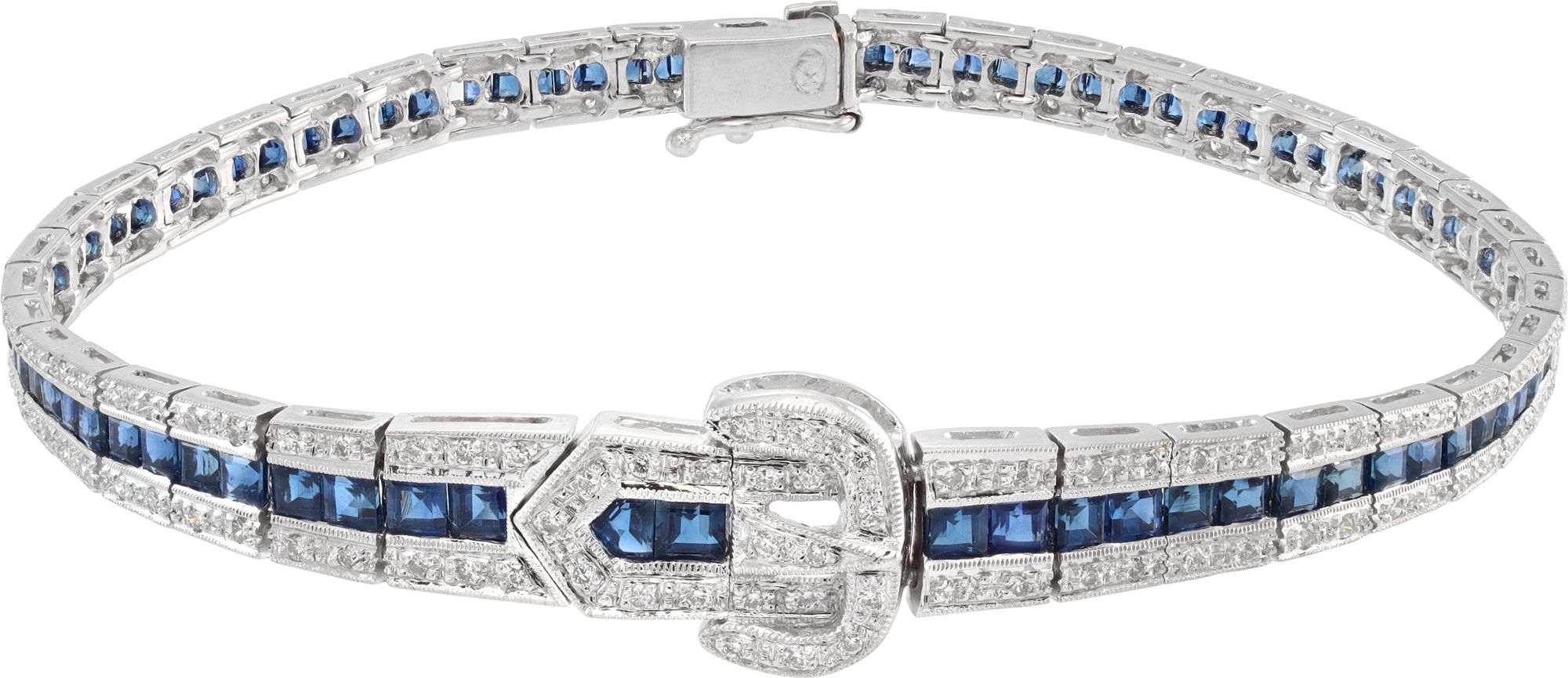 Diamond and sapphire bracelet in 18k white gold | Gray & Sons Jewelers