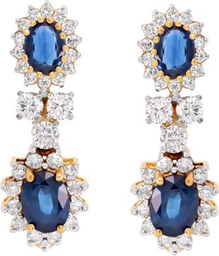 Diamond and sapphire earrings in 14k yellow gold Earring Collection