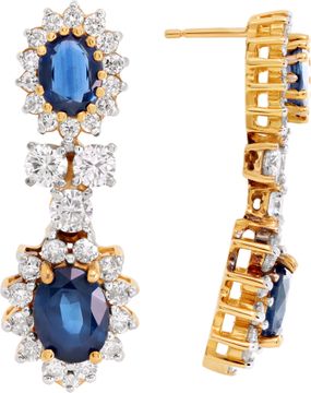 Diamond and sapphire earrings in 14k yellow gold