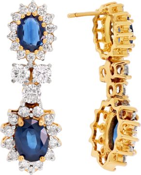 Diamond and sapphire earrings in 14k yellow gold