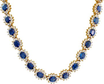 Diamond and sapphire necklace in 14k yellow gold Necklace Collection