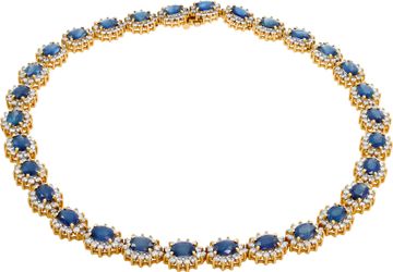 Diamond and sapphire necklace in 14k yellow gold