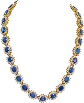 Diamond and sapphire necklace in 14k yellow gold