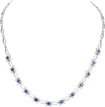 Diamond and sapphire necklace in 18k white gold Diamond and sapphire necklace in 18k white gold