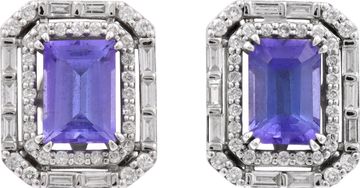 Diamond and tanzanite earrings in 14K white gold