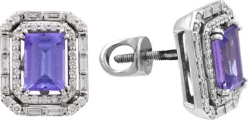 Diamond and tanzanite earrings in 14K white gold