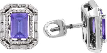 Diamond and tanzanite earrings in 14K white gold