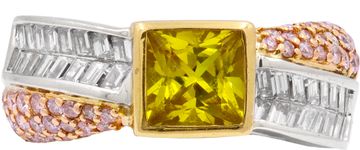 Lux Ring Diamonds and yellow sapphire set in 18k yellow & white gold