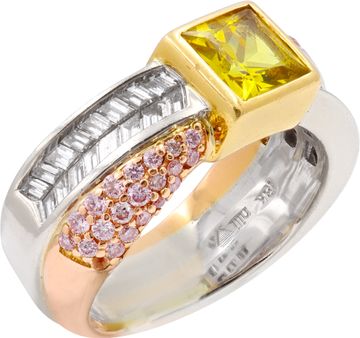 Lux Ring Diamonds and yellow sapphire set in 18k yellow & white gold