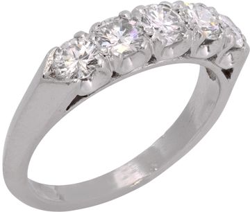 Diamond Band in platinum featuring five brilliant round diamonds
