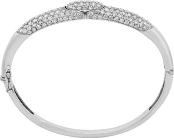 Diamond bangle in platinum with over 5 carats in round diamonds (G-H Color, VS Clarity).
