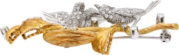 Diamond Bird Brooch  all set in 18k white and yellow gold