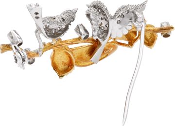 Diamond Bird Brooch  all set in 18k white and yellow gold