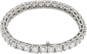 Diamond line bracelet in platinum - 13.75 carats in round brilliant cut diamonds