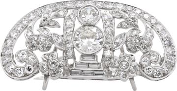 Diamond Brooch with Two Big Center Diamonds Jewelry Collection