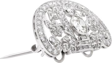 Diamond Brooch with Two Big Center Diamonds