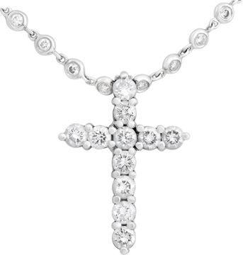 Diamond by the inch chain in 18k white gold with diamond platinum cross Diamond by the inch chain in 18k white gold with diamond platinum cross