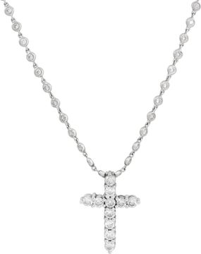 Diamond by the inch chain in 18k white gold with diamond platinum cross