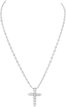 Diamond by the inch chain in 18k white gold with diamond platinum cross