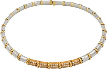 Diamond choker necklace in 18k white and yellow gold
