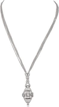 Diamond cocktail watch made into pendant in platinum on an 18k white gold multi strand chain Necklace Collection
