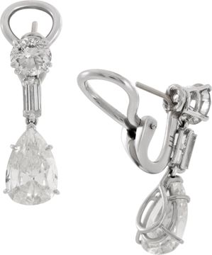 Diamond dangling earrings over 5 carats in diamonds
