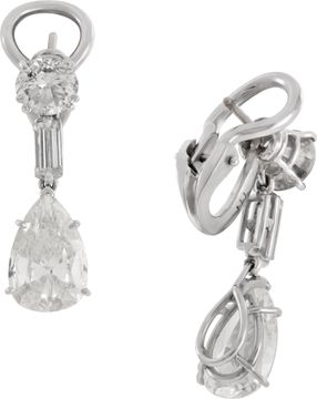 Diamond dangling earrings over 5 carats in diamonds