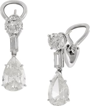 Diamond dangling earrings over 5 carats in diamonds