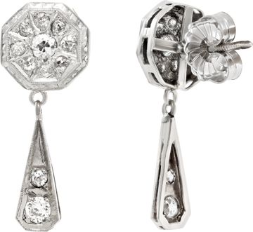 Diamond drop earrings in 14k white gold