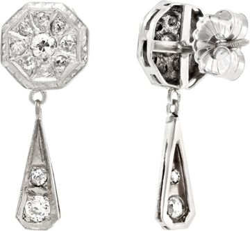 Diamond drop earrings in 14k white gold