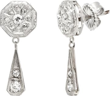 Diamond drop earrings in 14k white gold