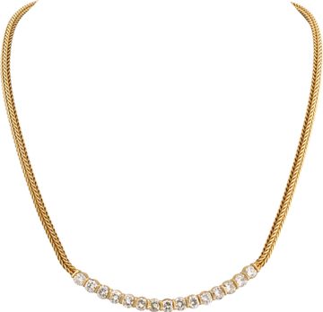 Diamond earrings and necklace set in 18k yellow gold over 6.50 carats in diamonds