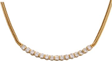 Diamond earrings and necklace set in 18k yellow gold over 6.50 carats in diamonds
