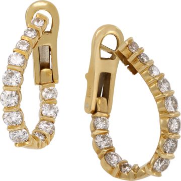 Diamond earrings and necklace set in 18k yellow gold over 6.50 carats in diamonds