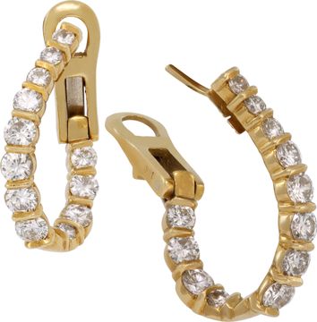 Diamond earrings and necklace set in 18k yellow gold over 6.50 carats in diamonds