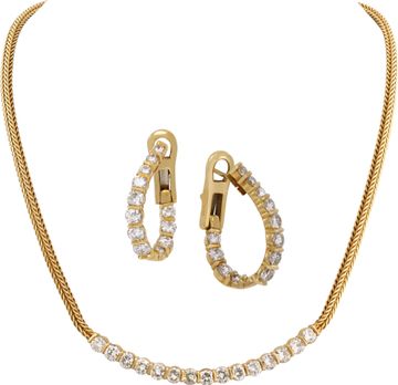 Diamond earrings and necklace set in 18k yellow gold over 6.50 carats in diamonds Jewelry Collection
