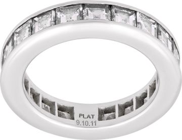 Diamond Eternity band carre cut set in platinum Ring Collection