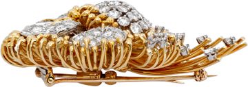 Diamond Flower Brooch in 18k Yellow and White gold