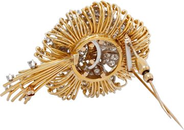 Diamond Flower Brooch in 18k Yellow and White gold