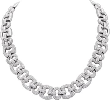 Diamond geometric link necklace in 18k white gold