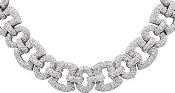 Diamond geometric link necklace in 18k white gold