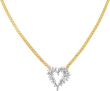 Diamond heart necklace in 14k yellow and white gold