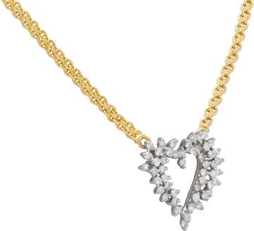 Diamond heart necklace in 14k yellow and white gold