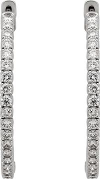Diamond hoop earring in 14k white gold