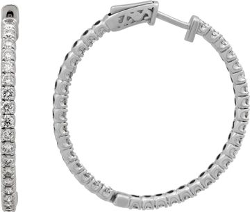 Diamond hoop earring in 14k white gold