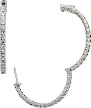 Diamond hoop earring in 14k white gold