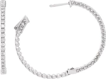 Diamond Hoop Earrings In 14k White Gold