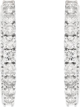 Diamond hoop earrings in 14k white gold with approximately 6.7 carats in round diamonds (G-H color, VS-SI clarity). 1.25 inch diameter Diamond hoop earrings in 14k white gold with approximately 6.7 carats in round diamonds (G-H color, VS-SI clarity). 1.25 inch diameter